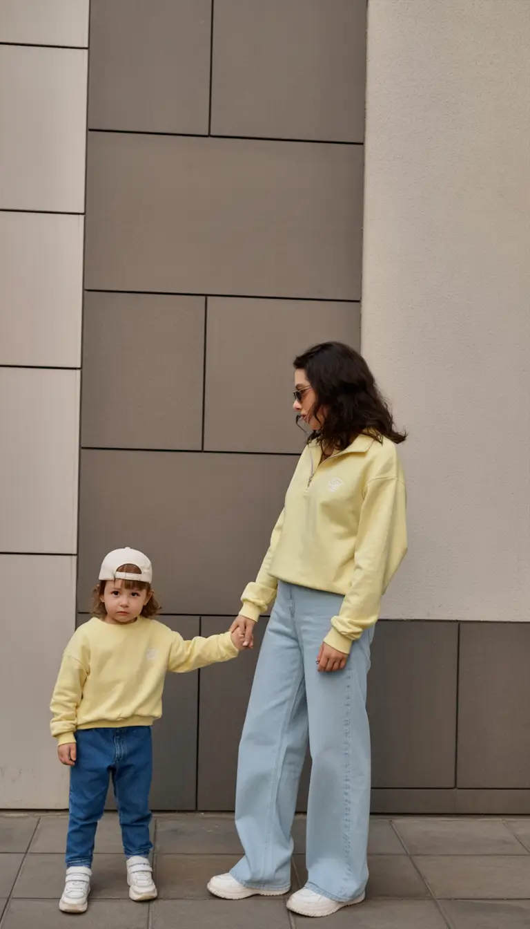 elegant spring family pictures outfits for 2026 Sunny Yellow Sweatshirts With Easygoing Denim