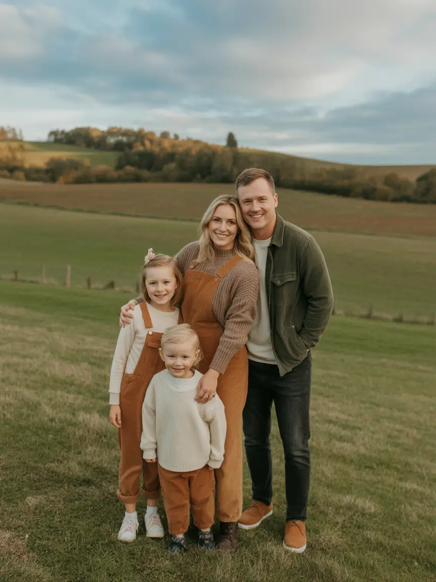 elegant spring family pictures outfits for 2026 Country Inspired Browns and Creams With Vintage Notes