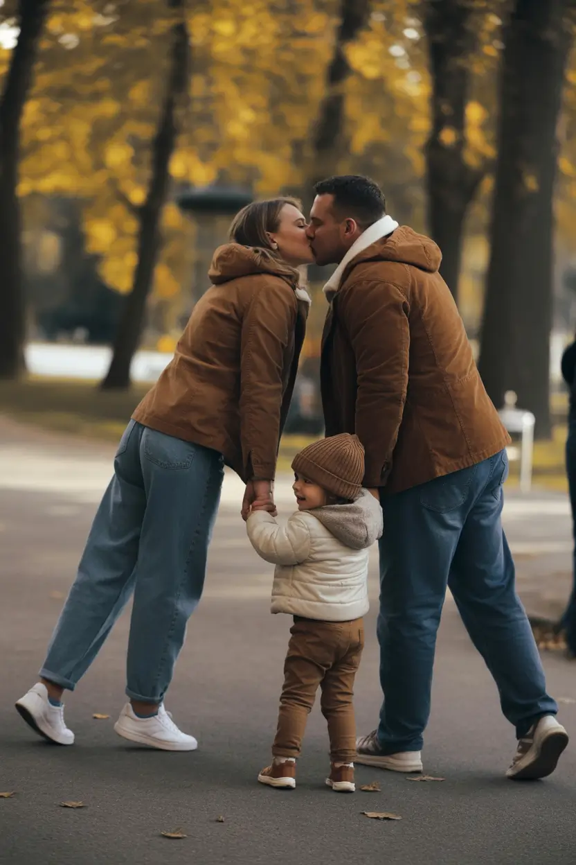 elegant spring family pictures outfits for 2026 Warm Brown Layers for a Stroll Under Golden Trees