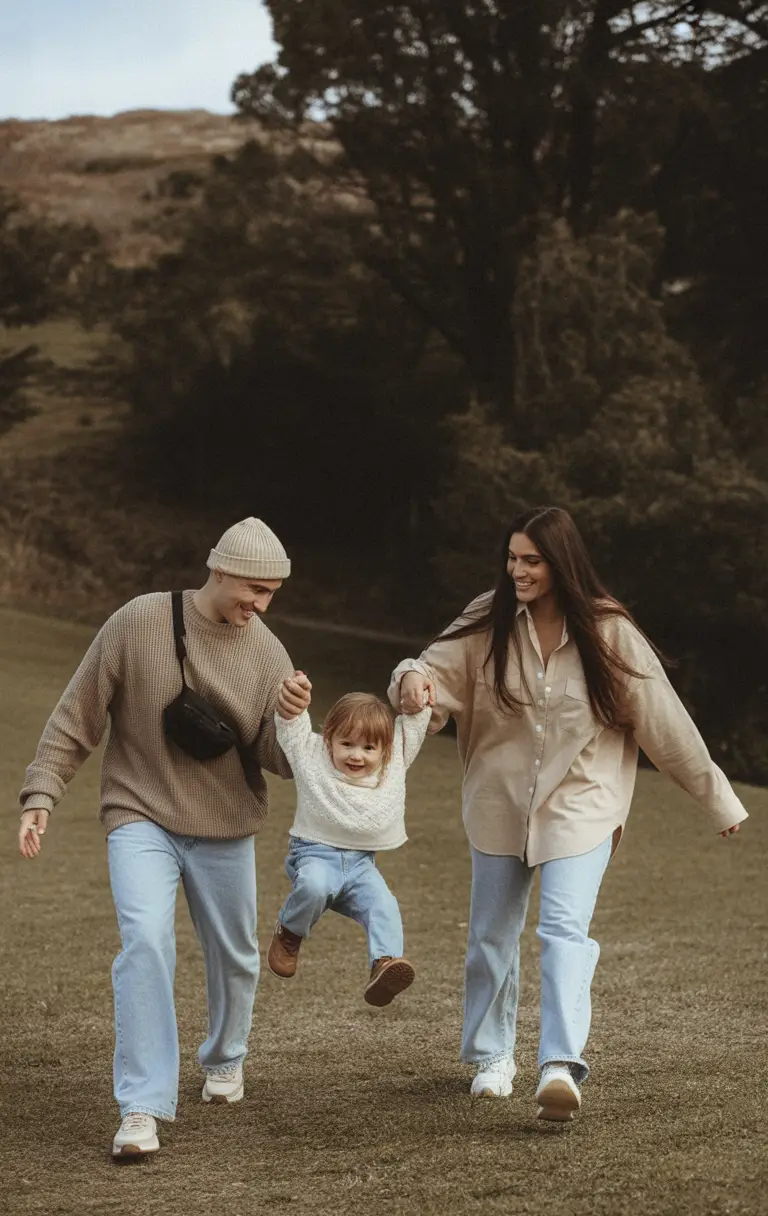 elegant spring family pictures outfits for 2026 Soft Earthy Denim for Outdoor Adventure