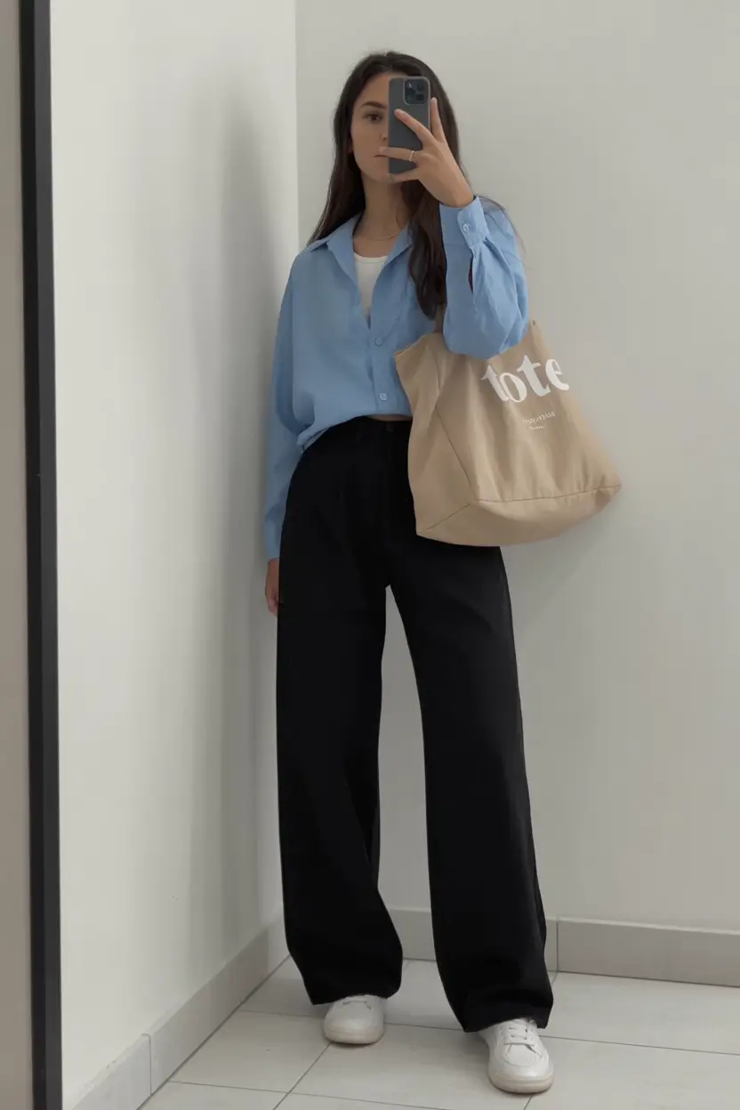 Every Day Spring Outfits to Love 2026 Soft Blue Layering for Calm Early Spring Days