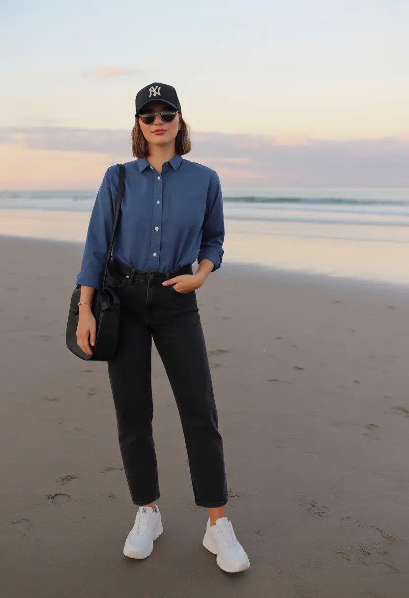 Every Day Spring Outfits to Love 2026 Coastal Evening Cool with Relaxed Denim and Dark Accents