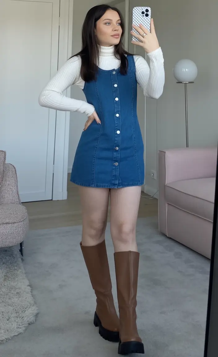 Every Day Spring Outfits to Love 2026 Denim Mini with Boots for Trendy Transitional Days