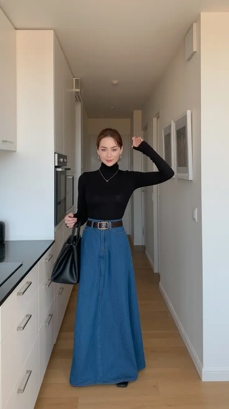 fancy spring birthday outfit 2026 Denim Maxi Elegance for a Classy Spring Celebration