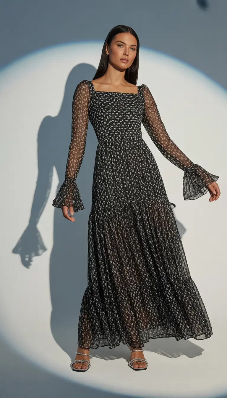 fancy spring birthday outfit 2026 Soft Black Florals for a Romantic Spring Celebration