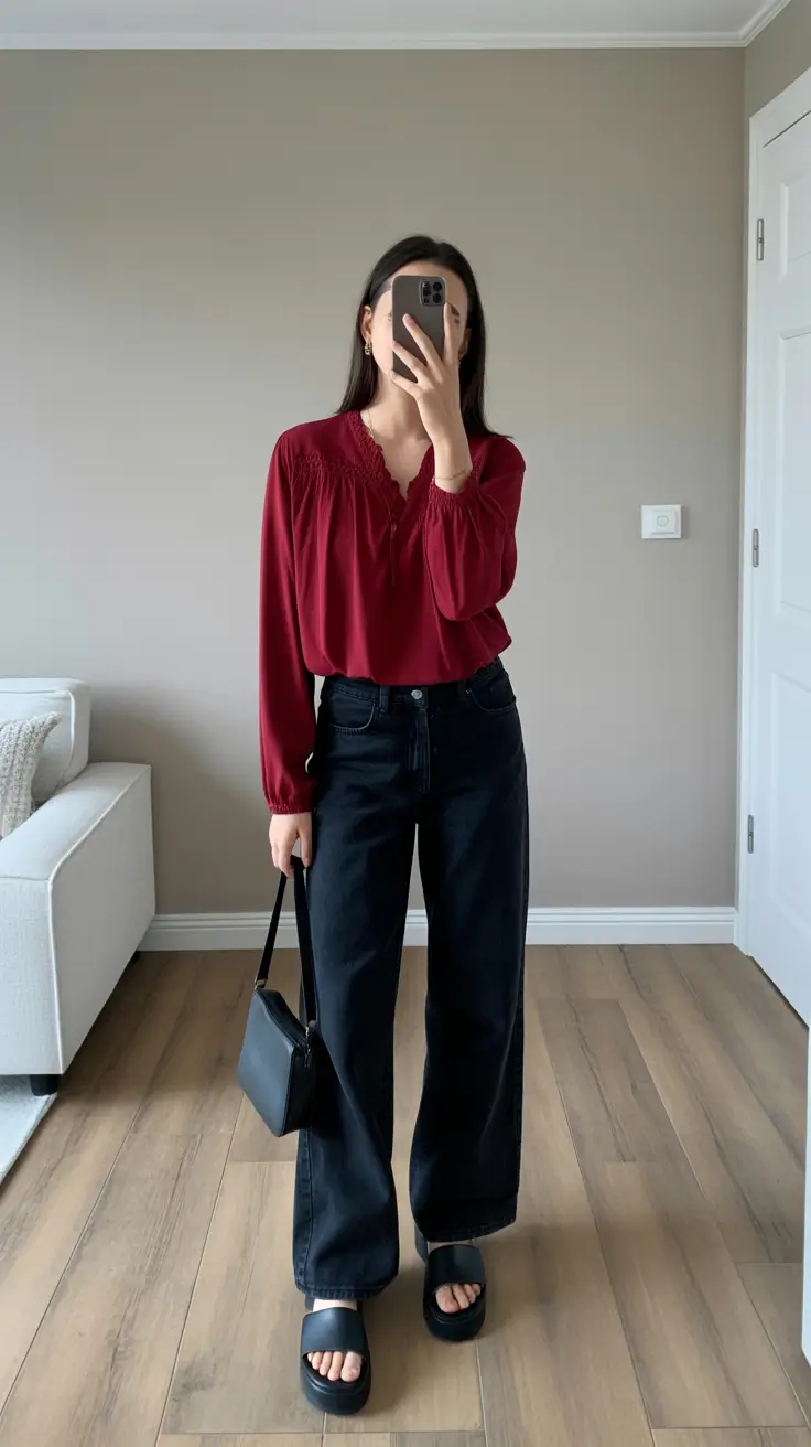 fancy spring birthday outfit 2026 Deep Red Elegance for a Relaxed Birthday Look