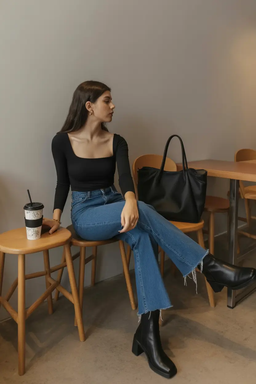 fancy spring birthday outfit 2026 Square Neck Chic for a Trendy Birthday Coffee Outing