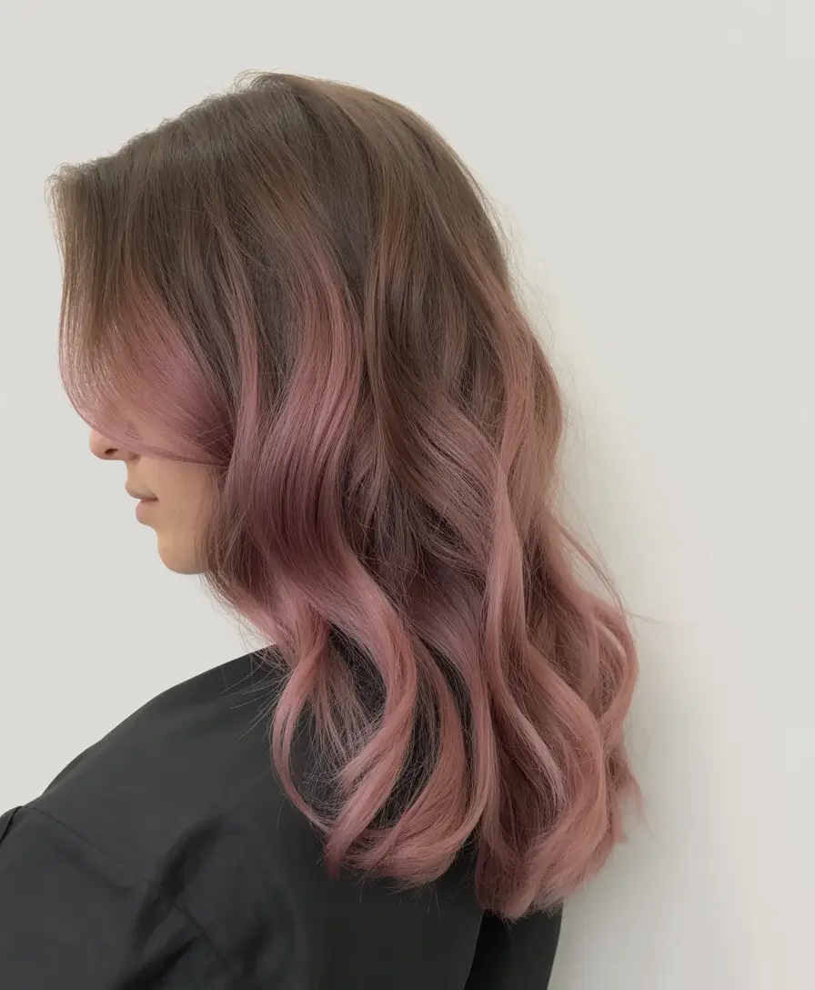 haircut ideas winter Rosy Brunette Balayage With Soft Winter Romance