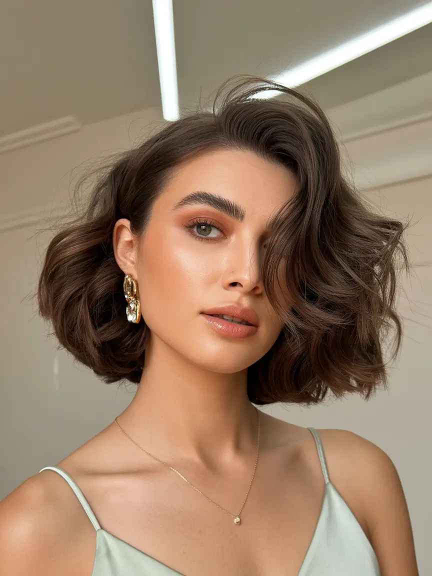 haircut ideas winter Voluminous Winter Bob With Soft Sculpted Waves