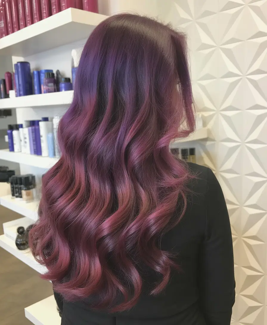 haircut ideas winter Berry Violet Melt With Dimensional Winter Waves