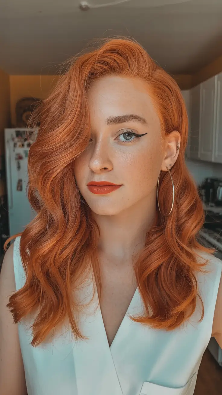 haircut ideas winter Fiery Copper Waves With Retro Winter Glam