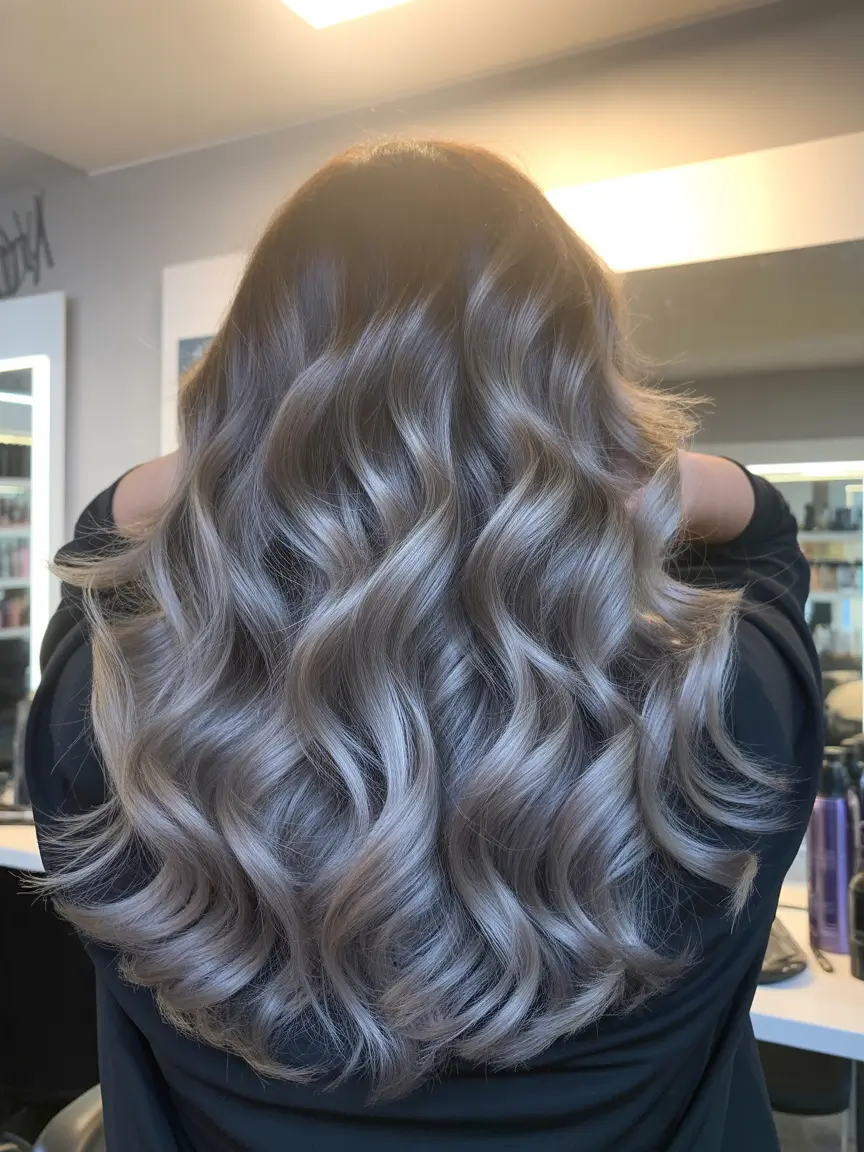 haircut ideas winter Silver Melt Waves With Frosted Winter Dimension