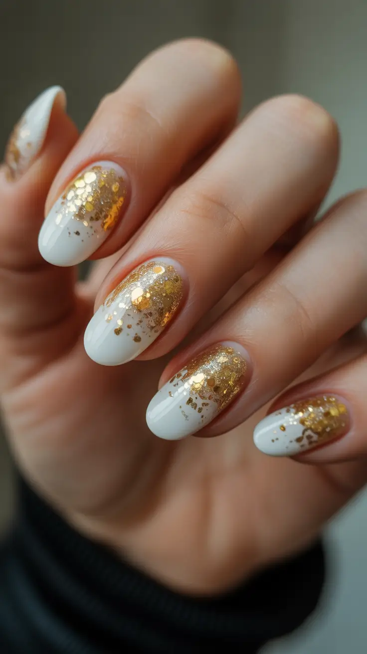 february nails designs 2026 Golden Winter Glow Nails