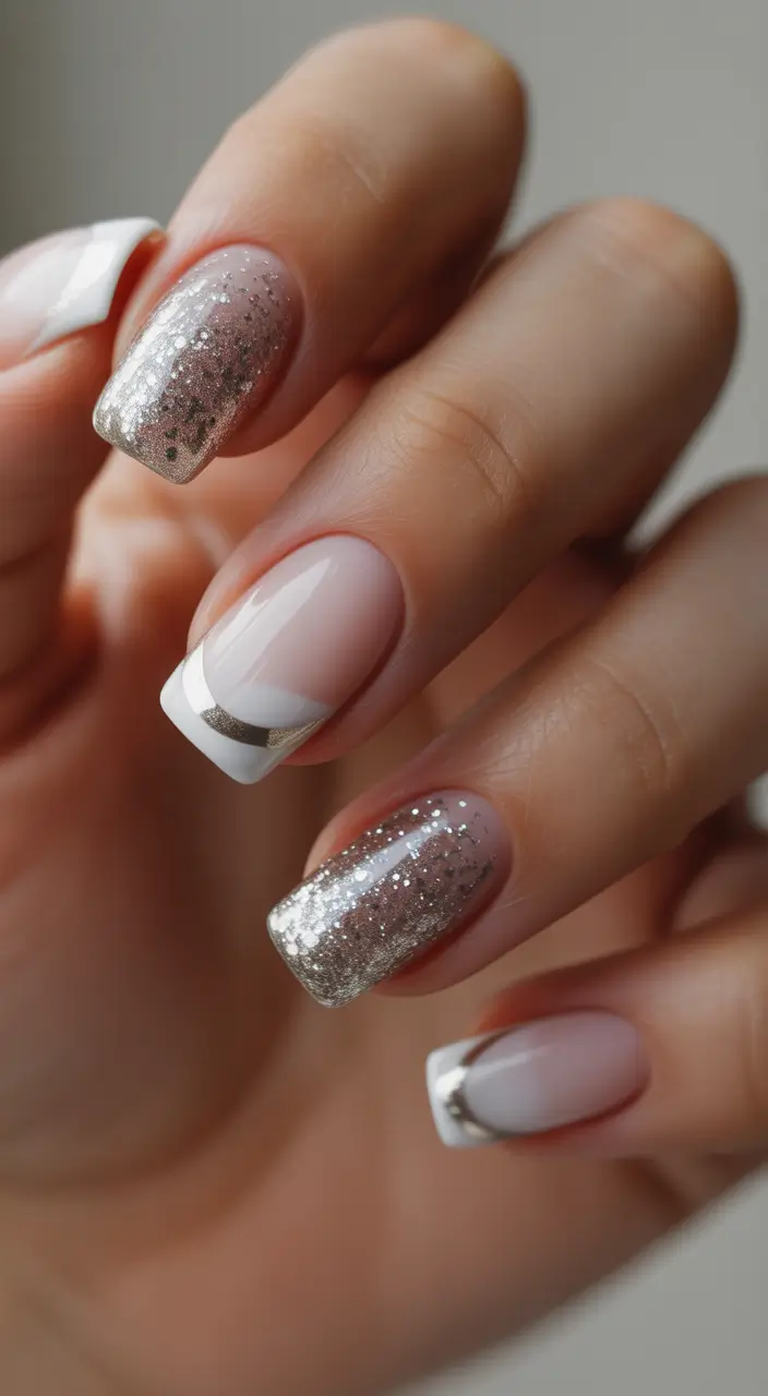 february nails designs 2026 Silver Silk French Kiss Nails