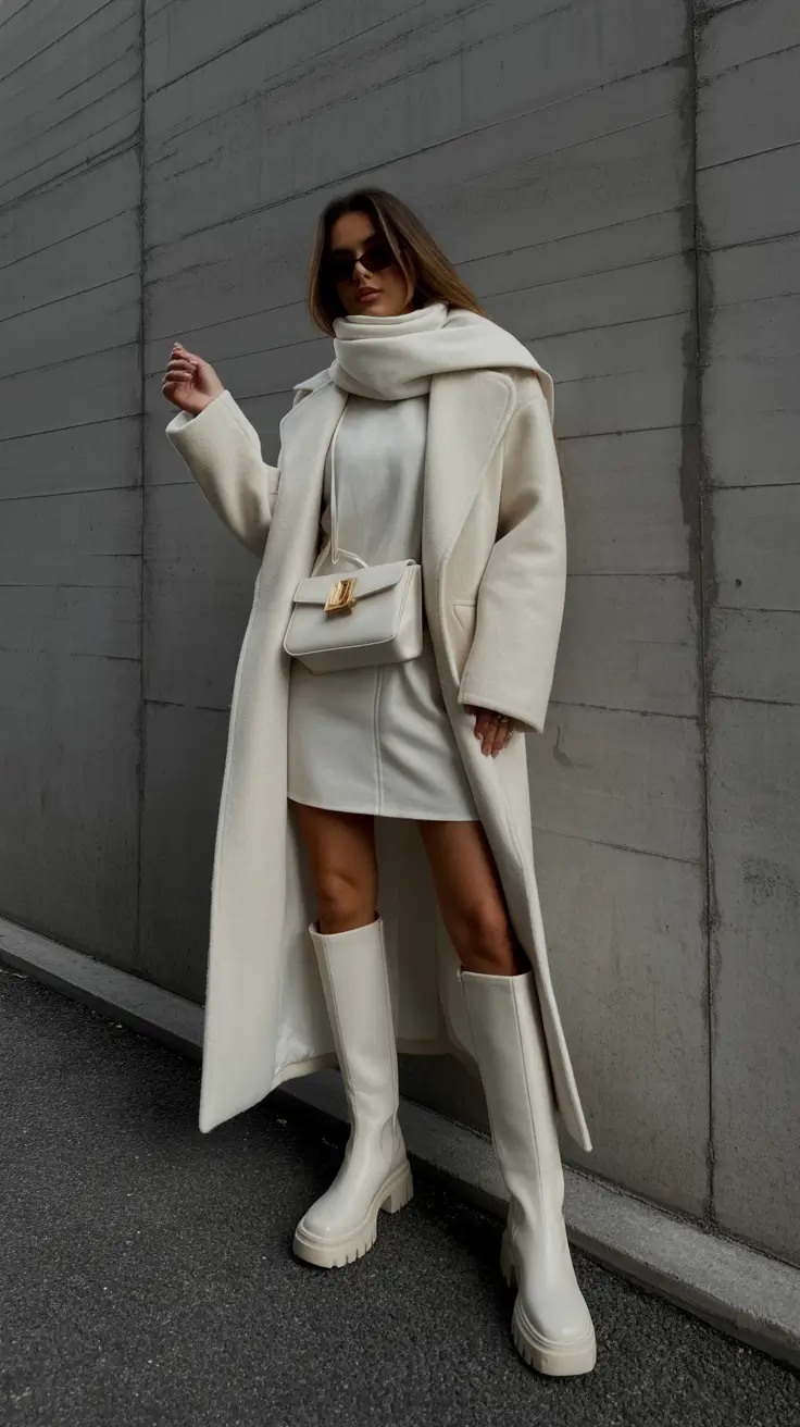 February outfits ideas 2026 Ivory Layers For A Clean Winter Statement