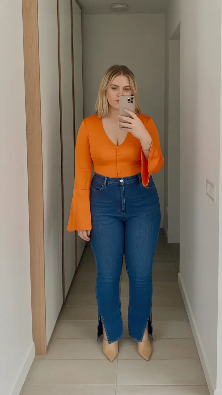 feminine midsize spring outfits 2026 Bright Spring Energy With Sculpted Denim