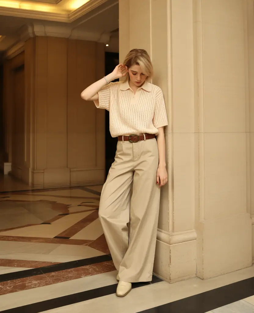 festive spring break outfit 2026 Creamy Textures and Wide Leg Ease for a Calm Afternoon