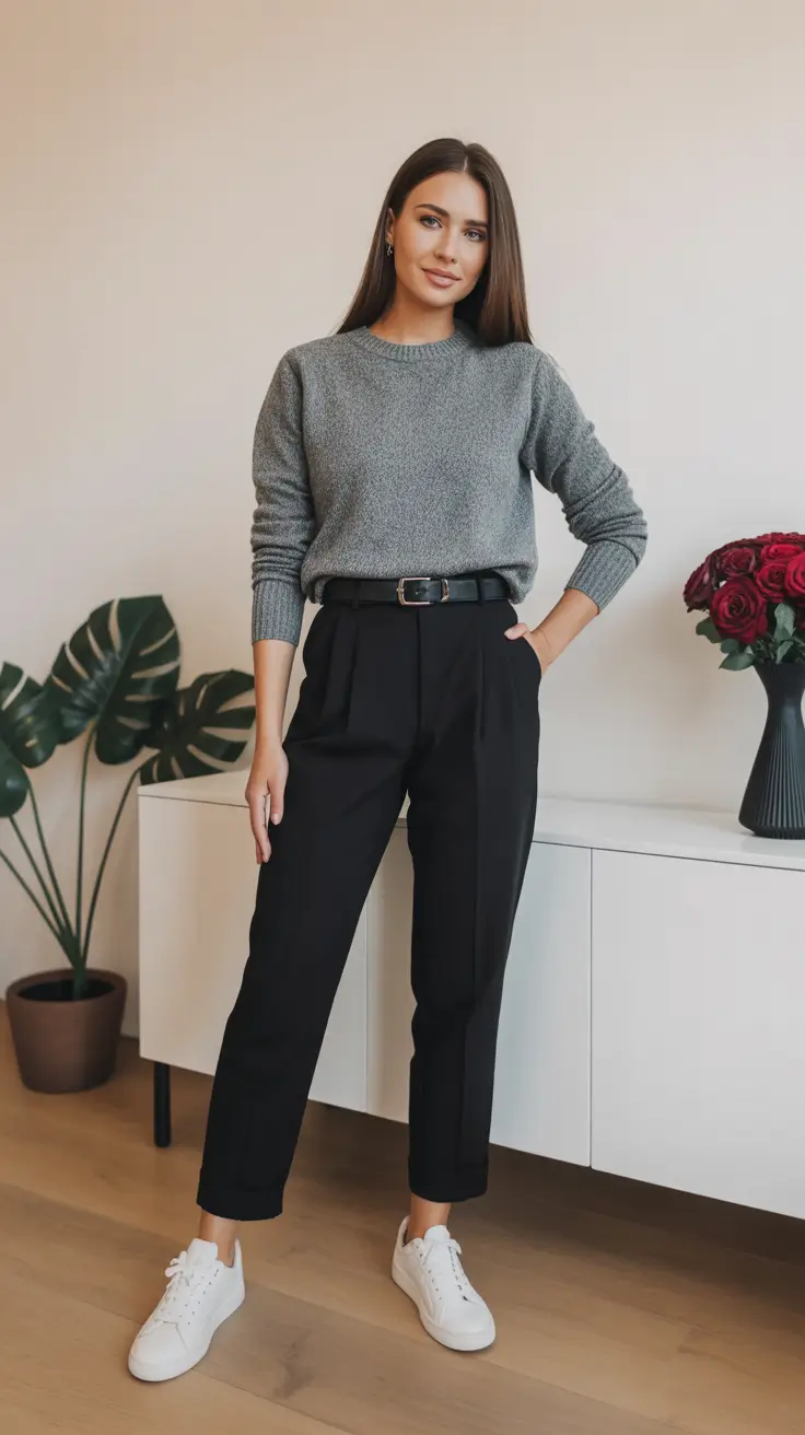 spring mom outfits 2026 Soft Grey Polish With Tailored Ease