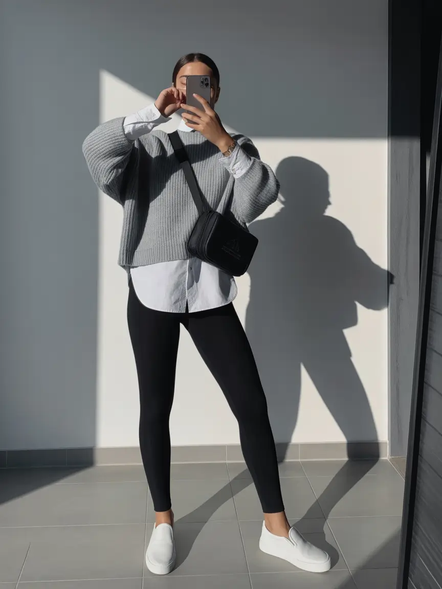 spring mom outfits 2026 Layered Leggings Comfort For Busy Spring Days