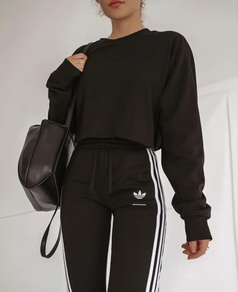 fresh spring sport outfits for women 2026 Classic Black Tracksuit with Modern Attitude