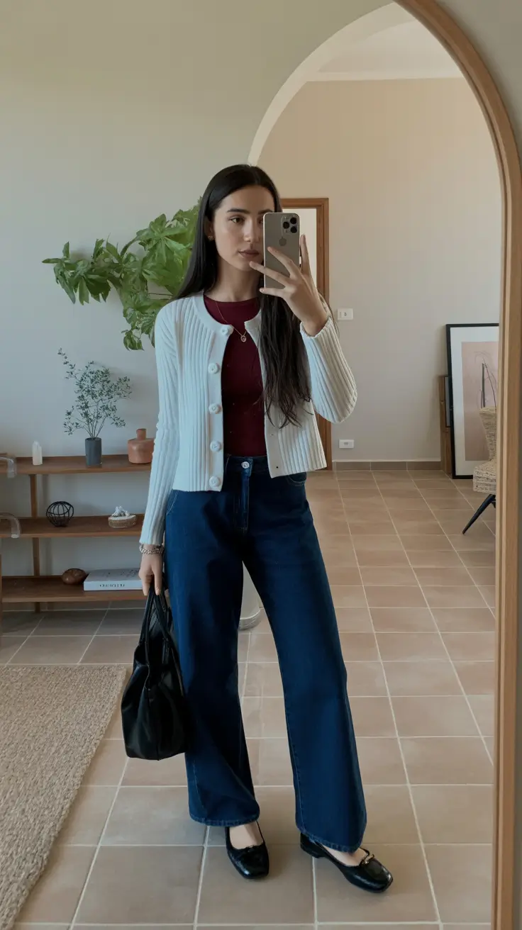 Light spring office outfits 2026 Soft layering with denim for a casual spring mood