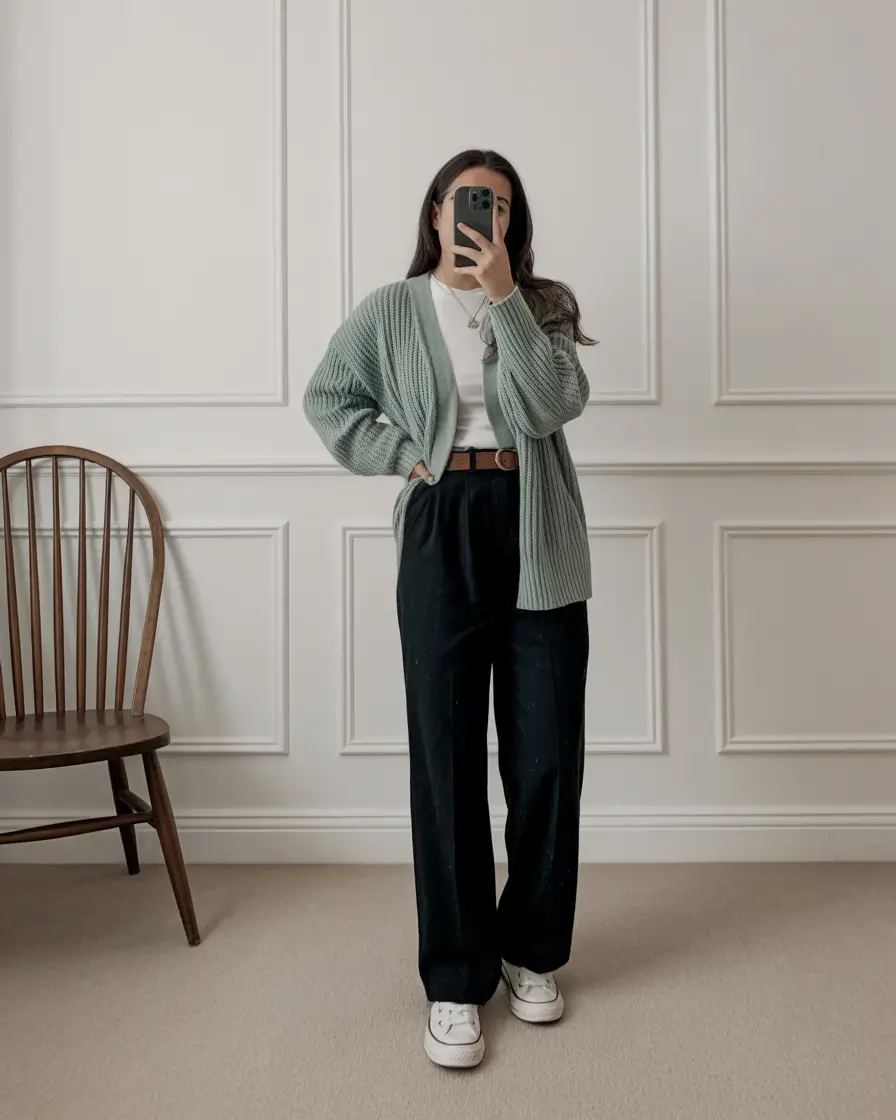 Light spring office outfits 2026 Soft greens with relaxed spring structure
