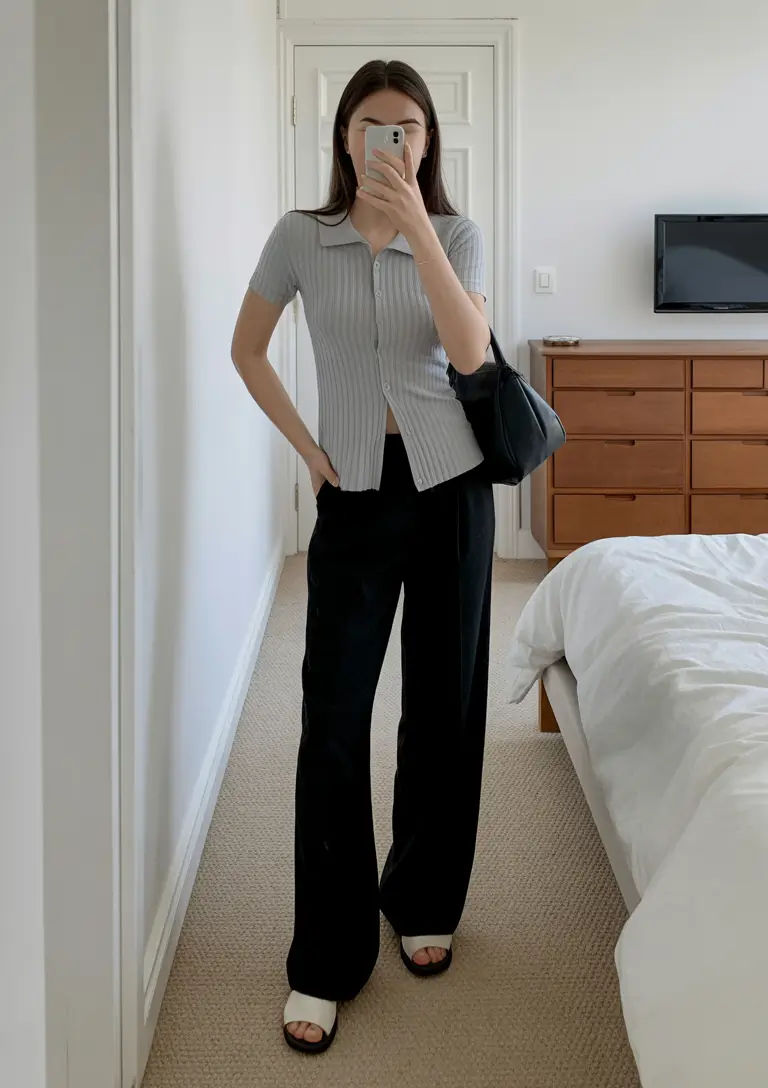 Light spring office outfits 2026 Minimalist chic with soft contrast