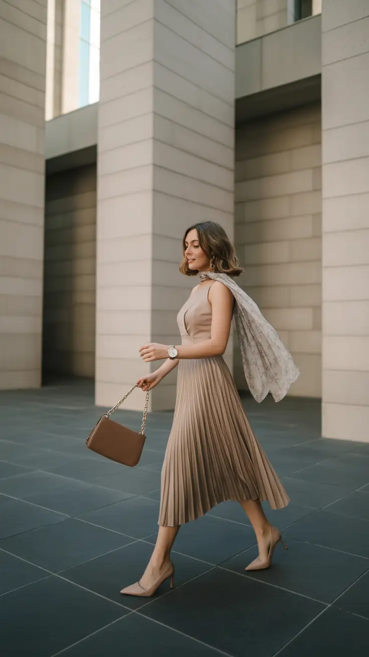 modern old money spring outfits 2026 Pleated Elegance Moving With the Spring Breeze