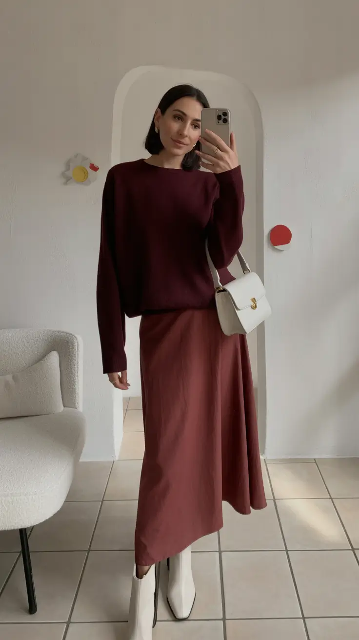modern old money spring outfits 2026 Rich Wine Tones With Minimalist Spring Effortlessness