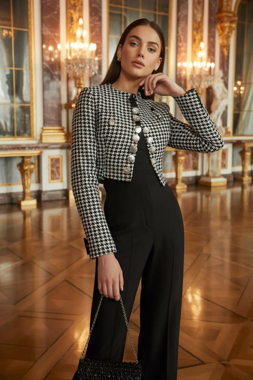 modern old money spring outfits 2026 Houndstooth Sophistication Reimagined for Spring