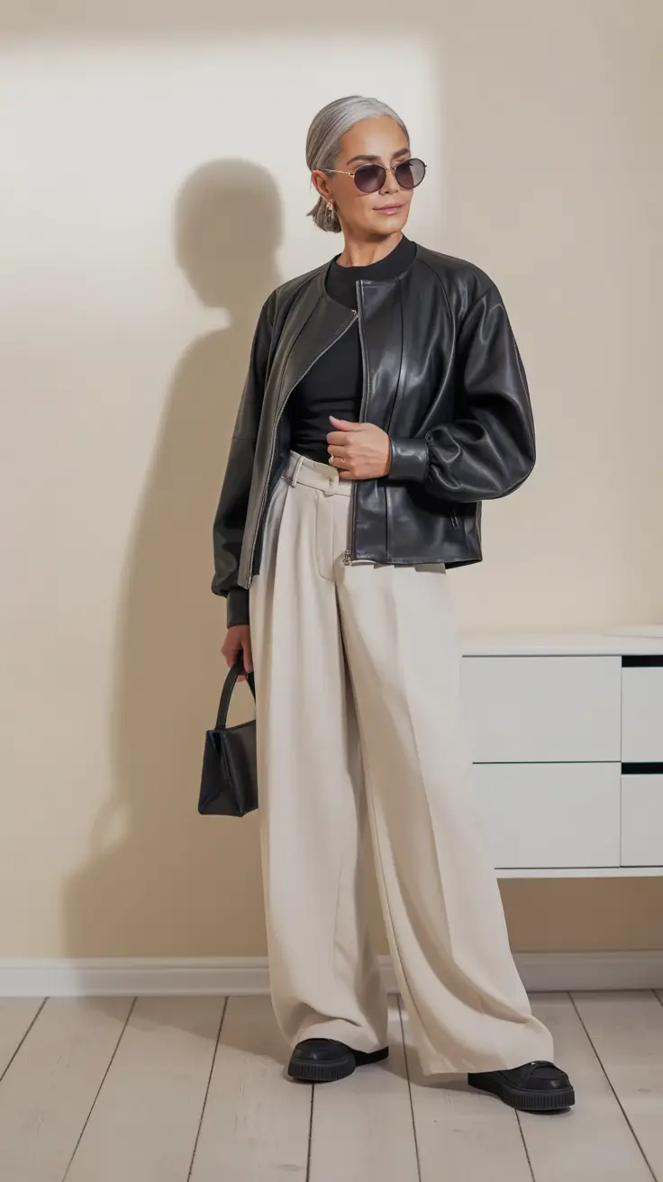 Modern Spring Outfits for Women Over 60 2026 Edgy Minimalism with Modern Black and Cream
