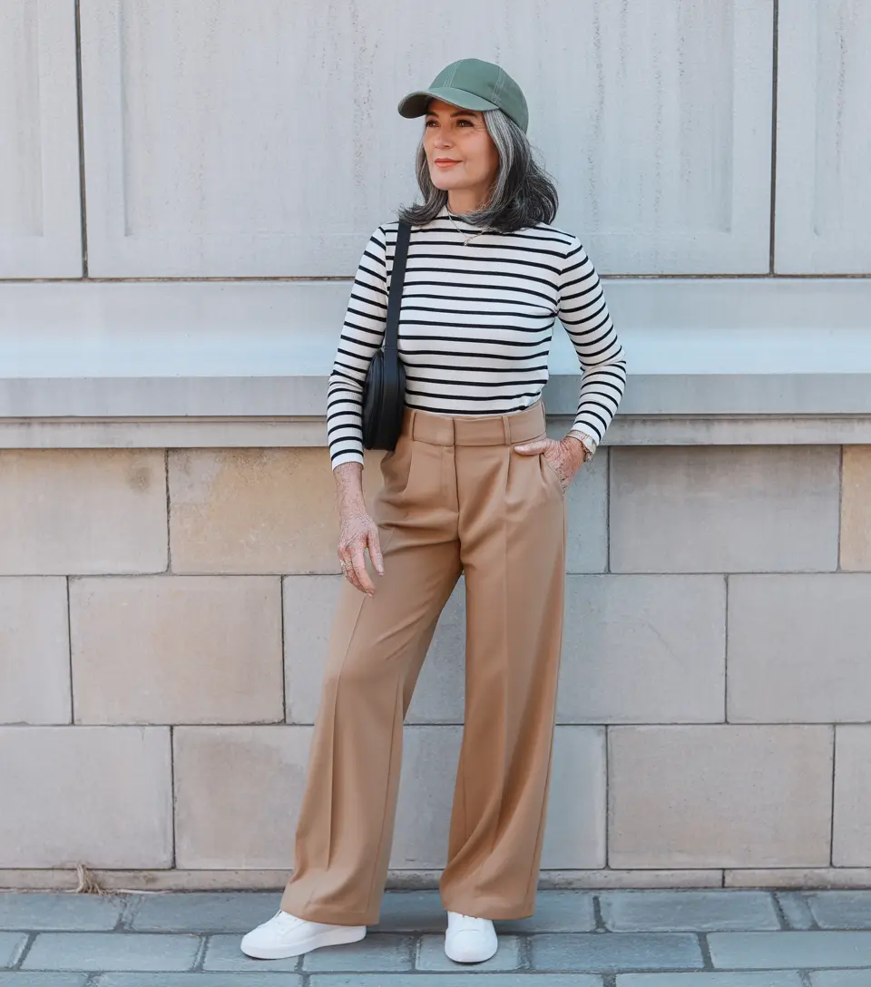 Modern Spring Outfits for Women Over 60 2026 Effortless Stripes for a Casual Spring Day