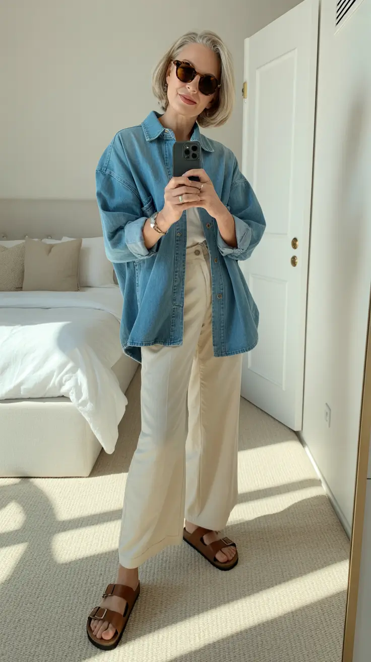 Modern Spring Outfits for Women Over 60 2026 Breezy Denim Layers for Warm Spring Weekends