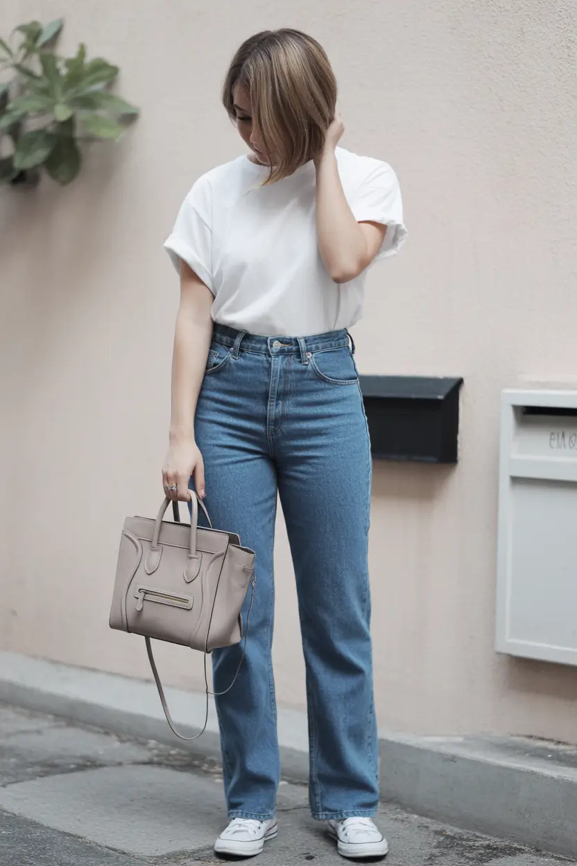 modest spring outfits cute 2026 Classic White Tee Simplicity With Everyday Denim
