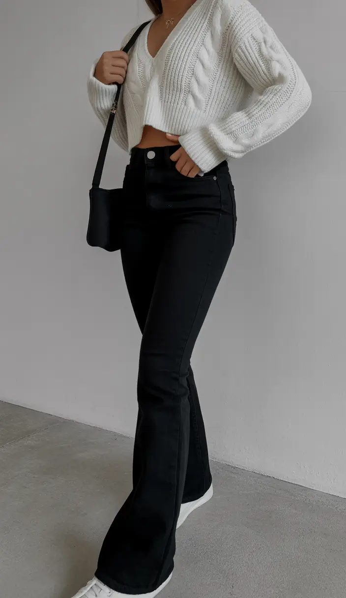 spring outfits casual Cable Knit Ease for Early Spring