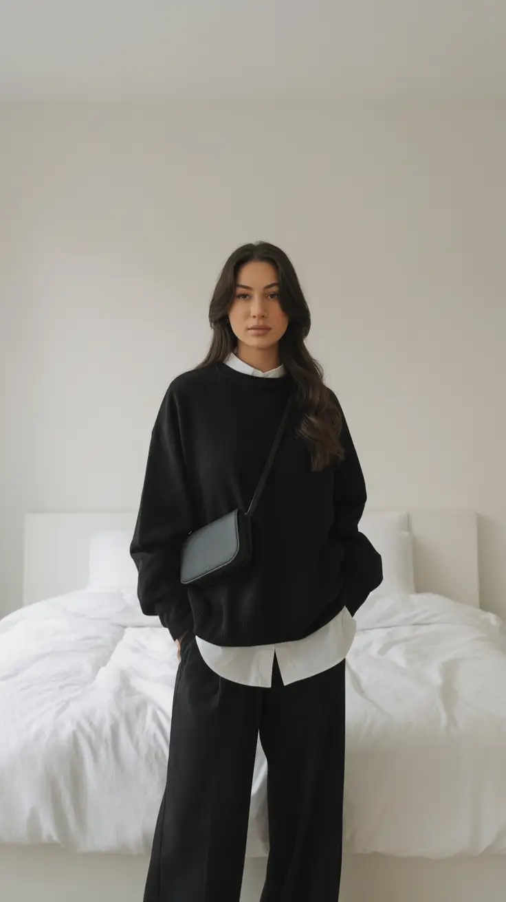 spring outfits cold Modern Monochrome Layers for Transitional Days