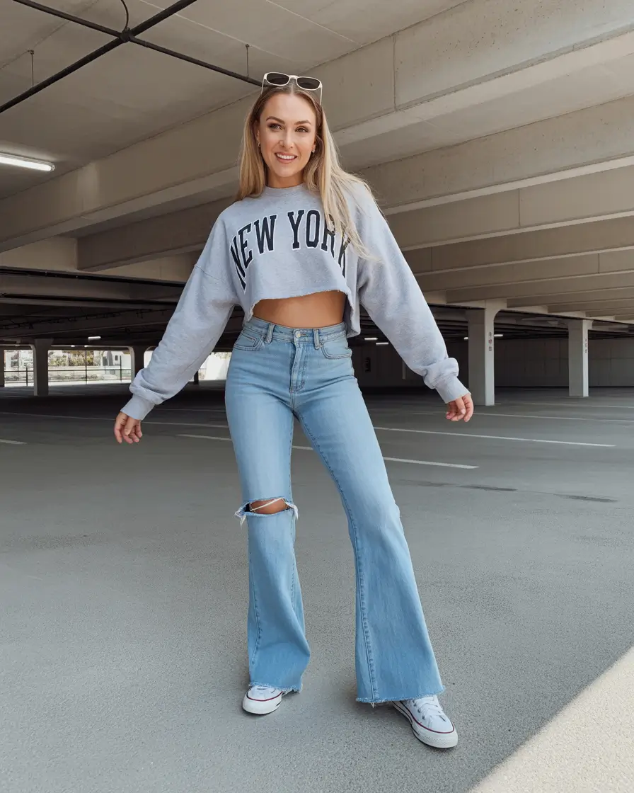 spring outfits 2026 trends women Retro Flares with Sporty Spring Energy