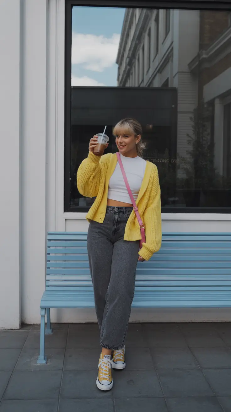 ready spring outfits 2026 trends Sunny Knit Layers with Playful Spring Energy