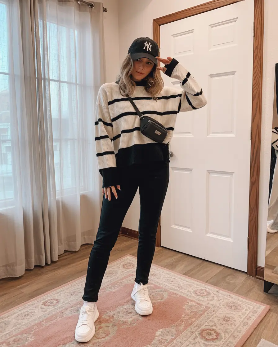 rustic leggings outfit spring 2026 Easy Striped Layers for a Fresh Rustic Morning