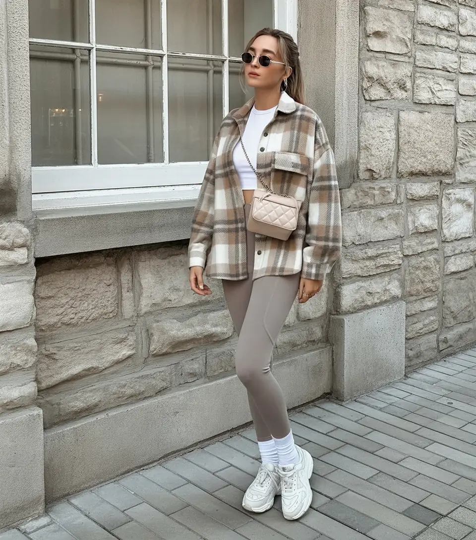 rustic leggings outfit spring 2026 Soft Neutrals for an Elevated Rustic Street Moment