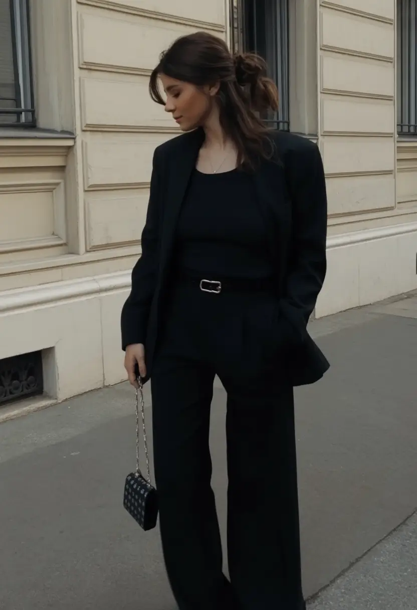 rustic spring date night outfit 2026 Black Tailoring for Elegant Spring Evenings