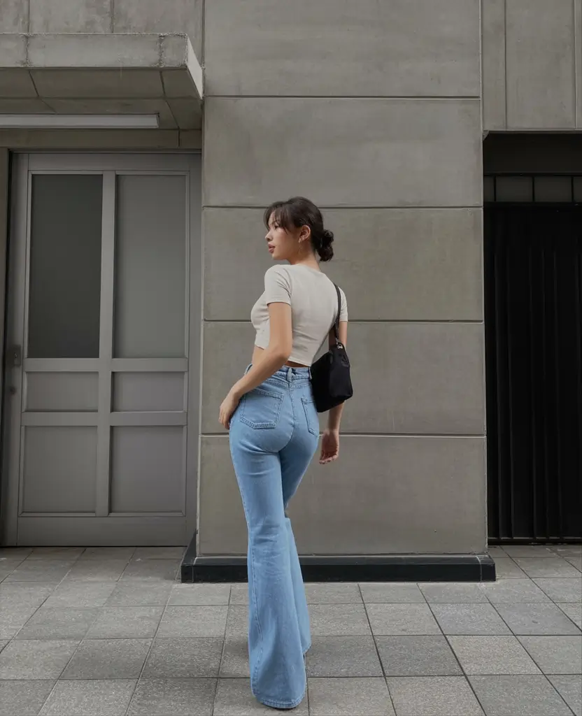 rustic spring date night outfit 2026 Retro Denim Flare With a Soft Spring Mood