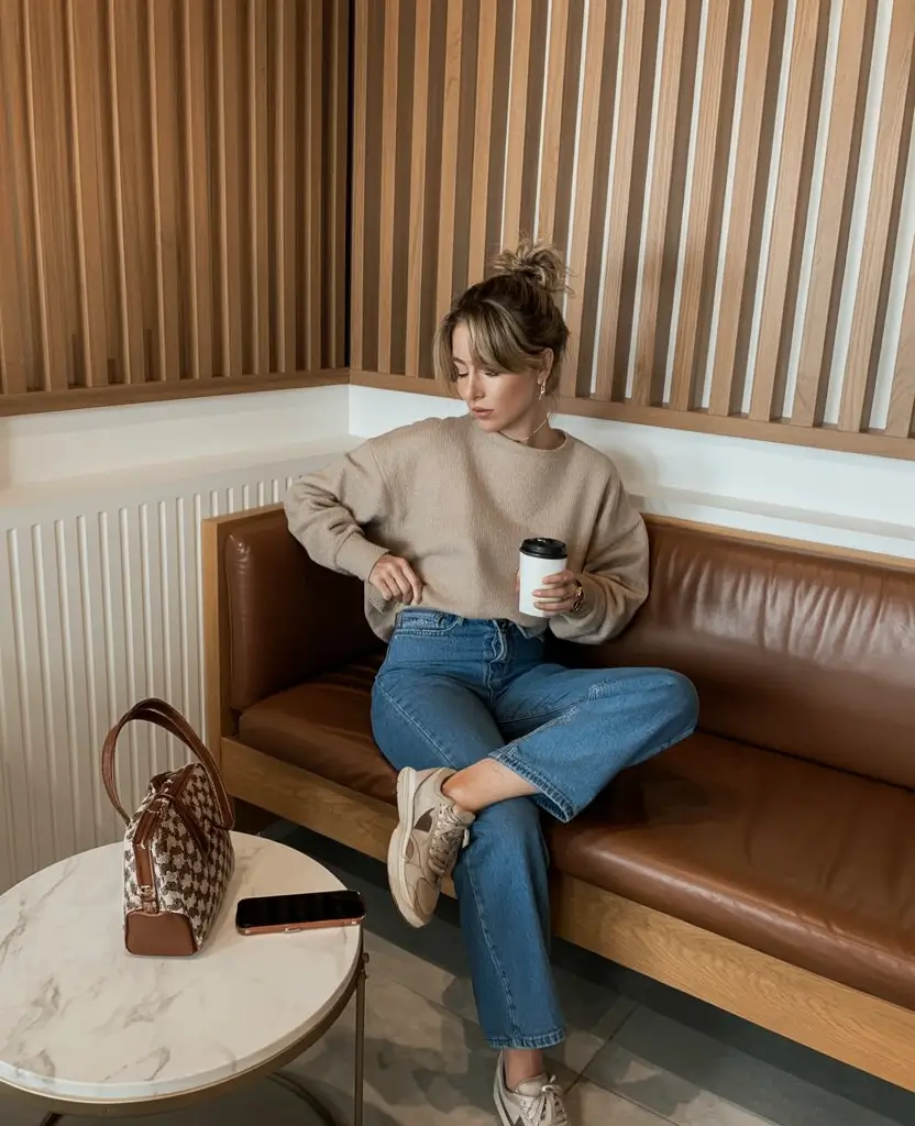 rustic winter to spring outfits 2026 Neutral Coffee Shop Comfort with Rustic Calm