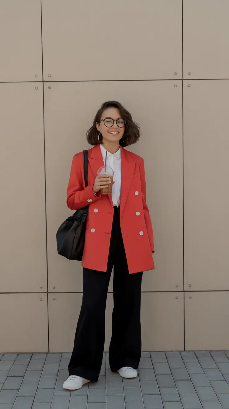 sophisticated spring transition outfits for 2026 Red Statement Blazer for a Confident Spring Reset
