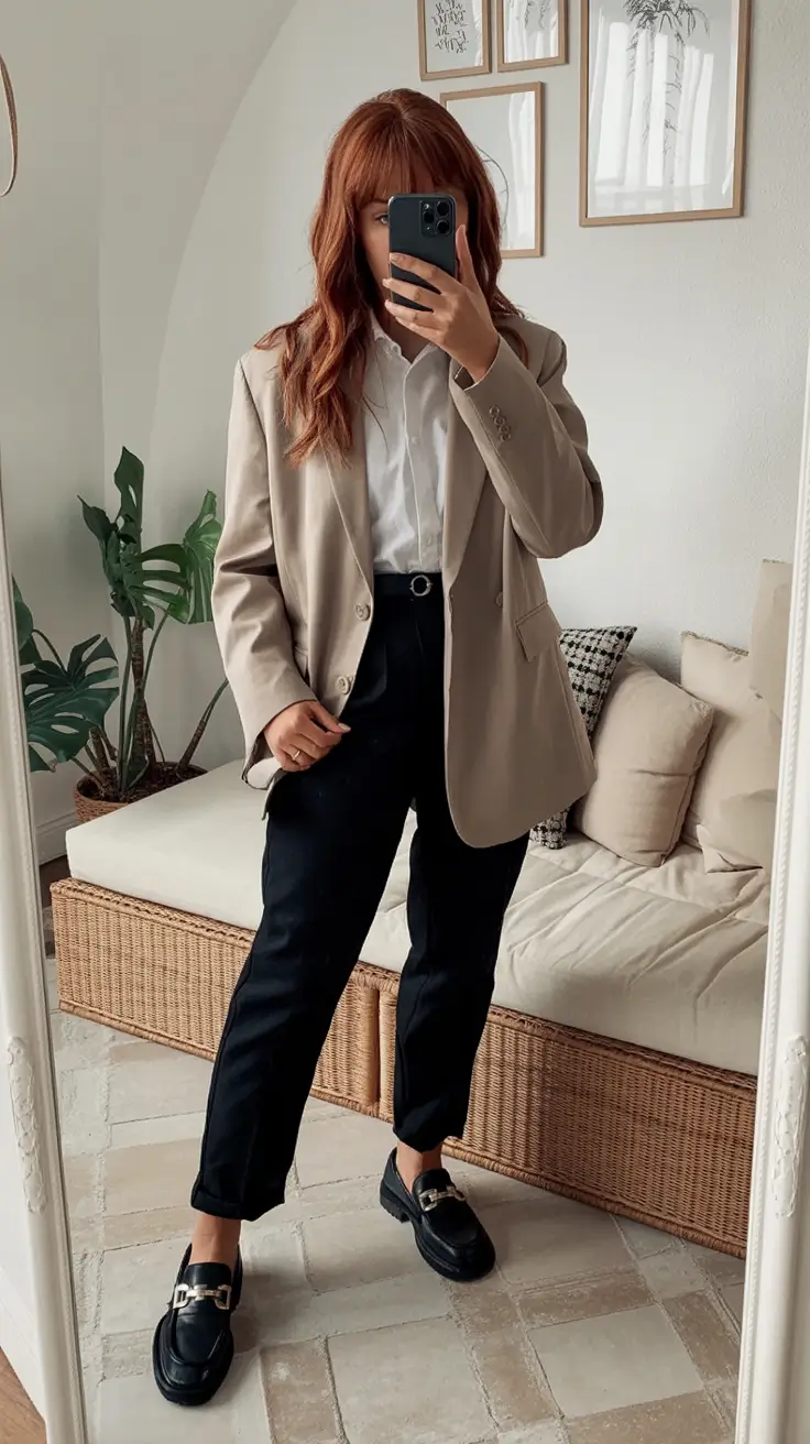 spring blazer outfits for casual wear 2026 Classic Neutral Layers With Timeless Structure