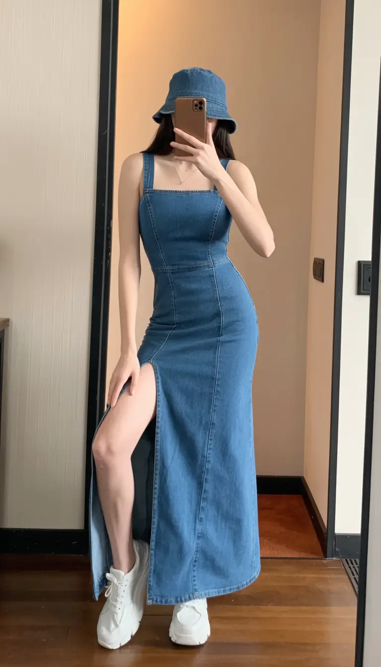 stylish spring beach outfits 2026 Denim Blue Minimalism with a Modern Twist