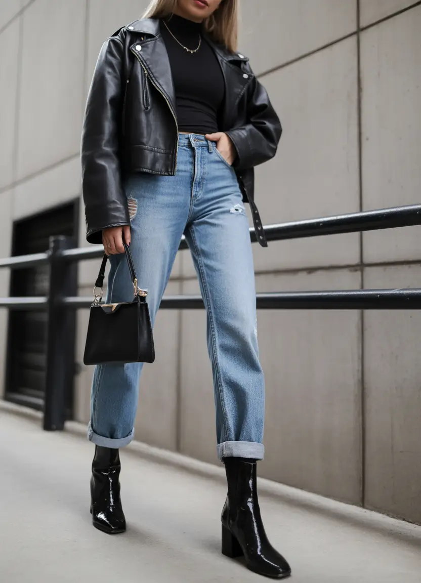 stylish spring fashion outfits 2026 Black Layers and Sleek Denim for a Polished Spring Edge