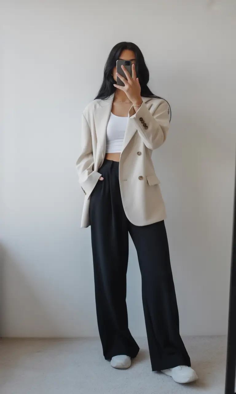 stylish spring fashion outfits 2026 Neutral Blazer Layers with a Clean Spring Structure