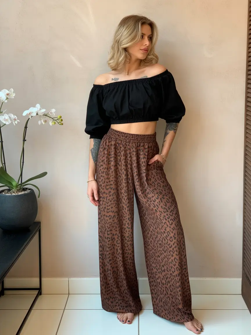 stylish spring outfits boho 2026 Soft Ease with Leopard Flow