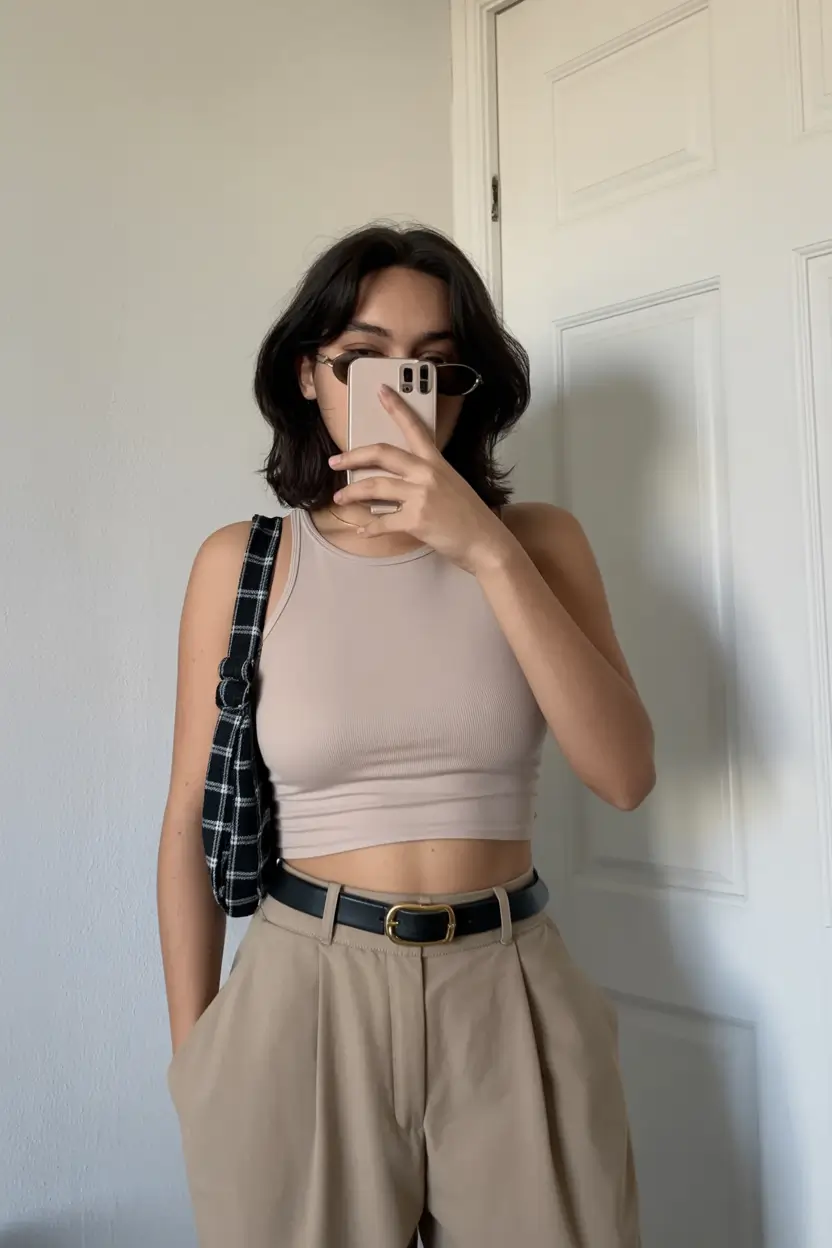 stylish spring outfits with tops 2026 Minimalist Tones With Sharp Tailored Lines